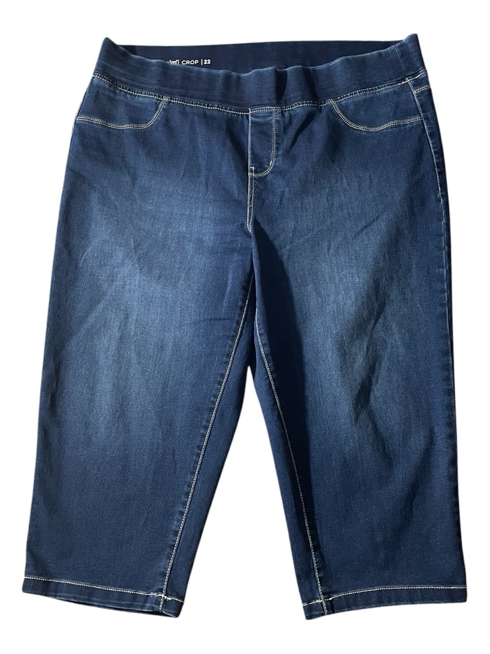 X7- Avenue Dark Blue Cropped Stretch Denim Jeans